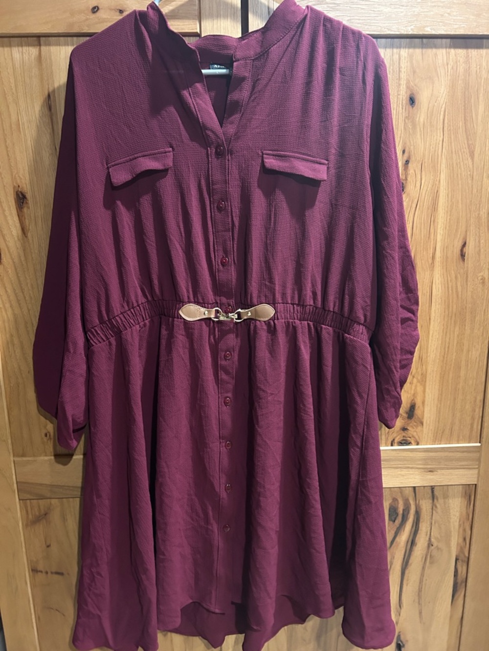 Women's Midi Shirt Dress in Wine